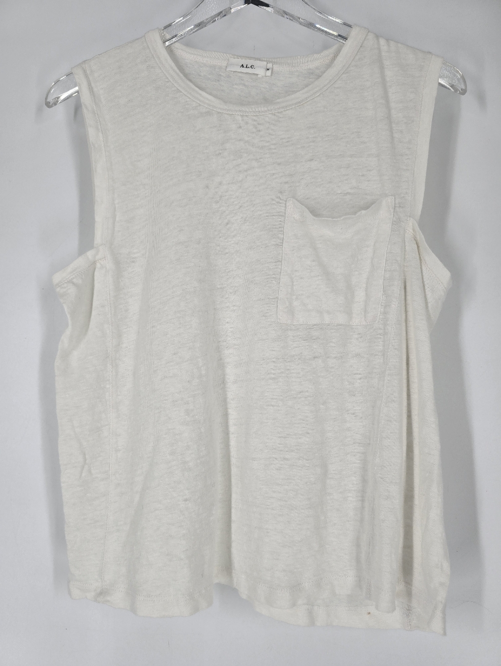 A.L.C. White Slub Tank Pocket Size M